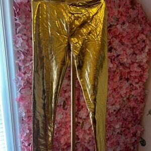 NWT Crewcuts Gold Lamé Kids' Leggings, Size 10